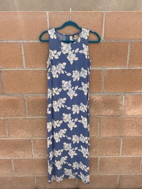 90s Vintage Blue Floral Dress